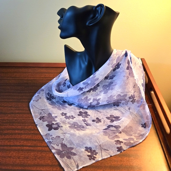 Three Sheer Woman's Scarfs, 2 Square, 1 Rectangle, Pastel & Neutral Colors - Picture 12 of 16